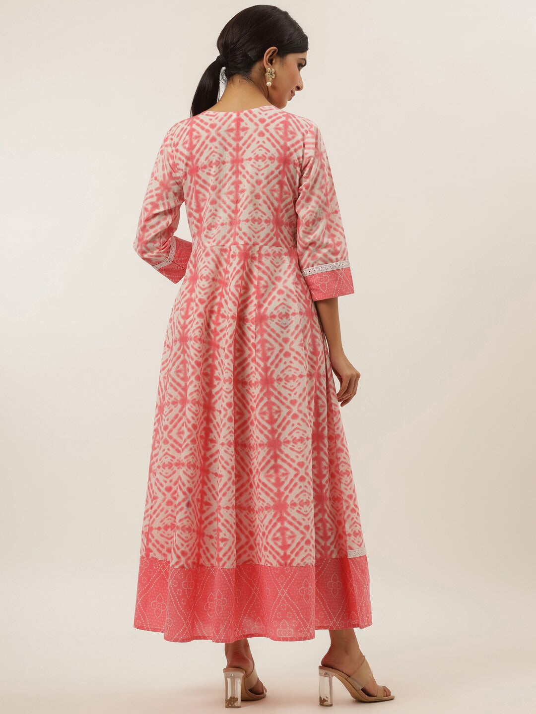 Peach Ethnic Motifs Maxi Dress