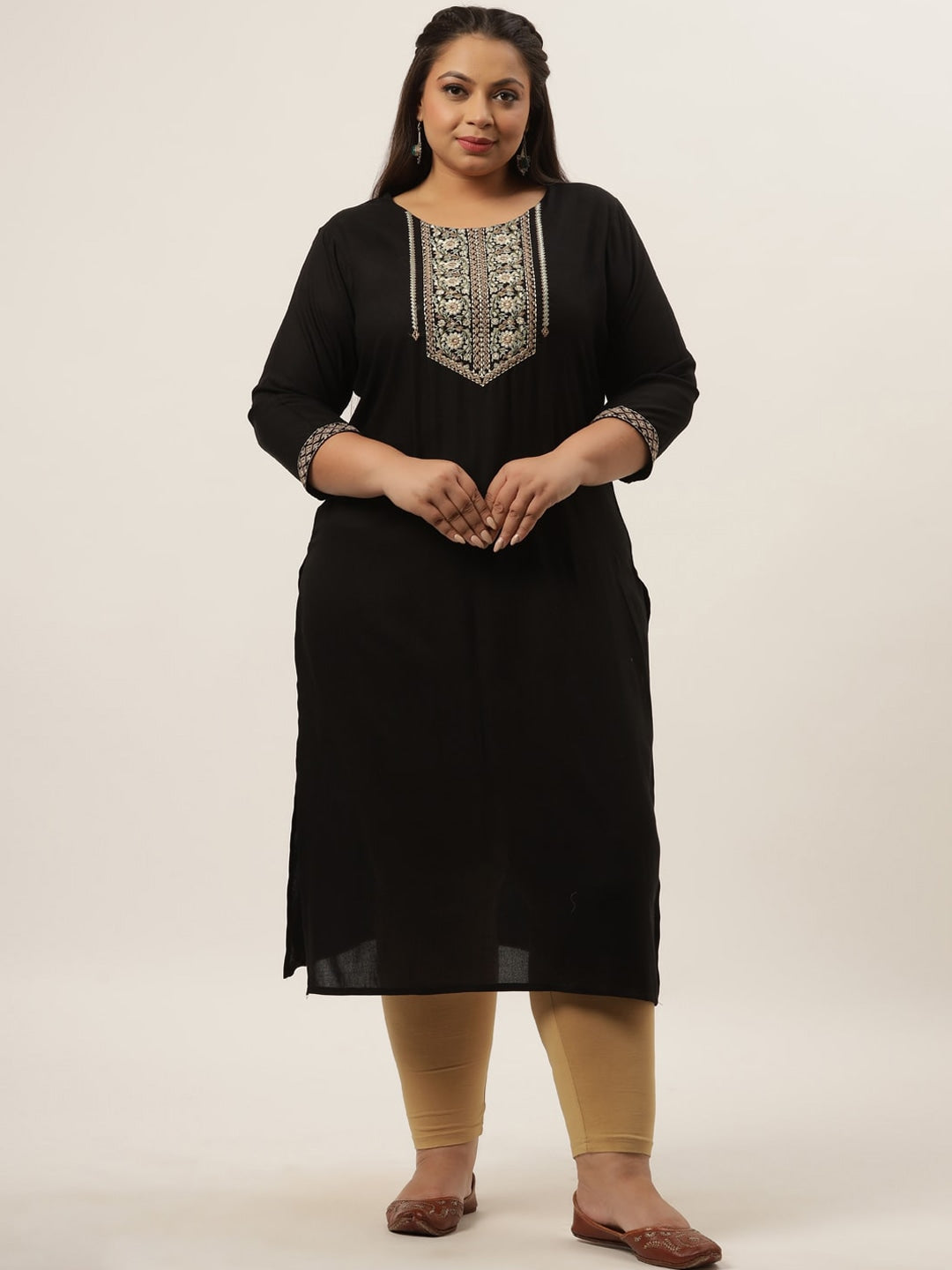 Plus Size Black Ethnic Kurta