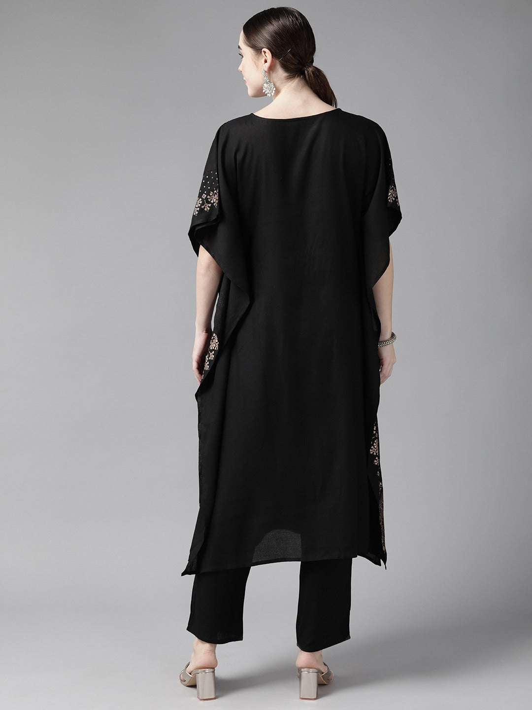 Black Kaftan Kurta Set-Yufta Store-9986KSTBKS