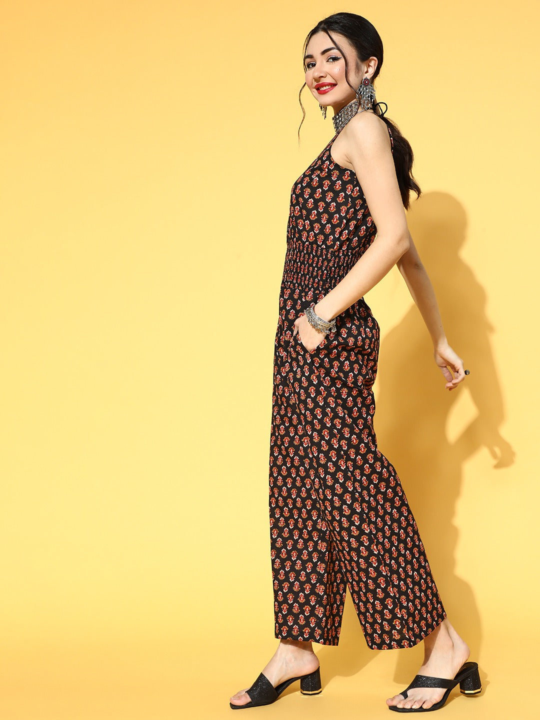 Black Printed Jumpsuit-Yufta Store-9546JSBKS