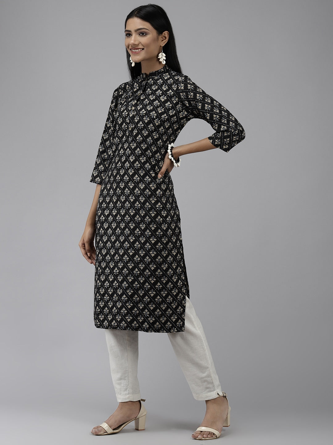 Black Printed Kurta