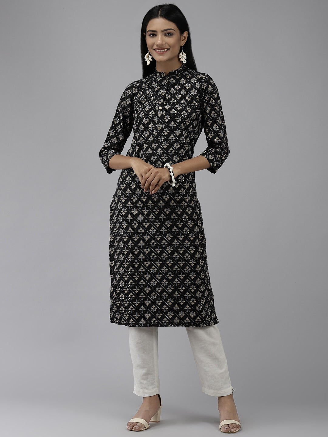 Black Printed Kurta