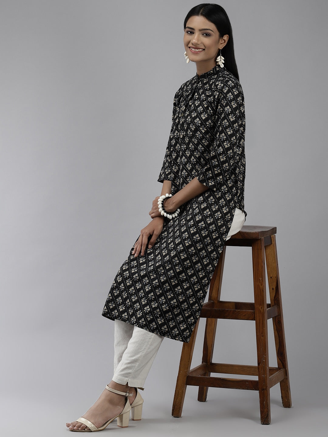 Black Printed Kurta