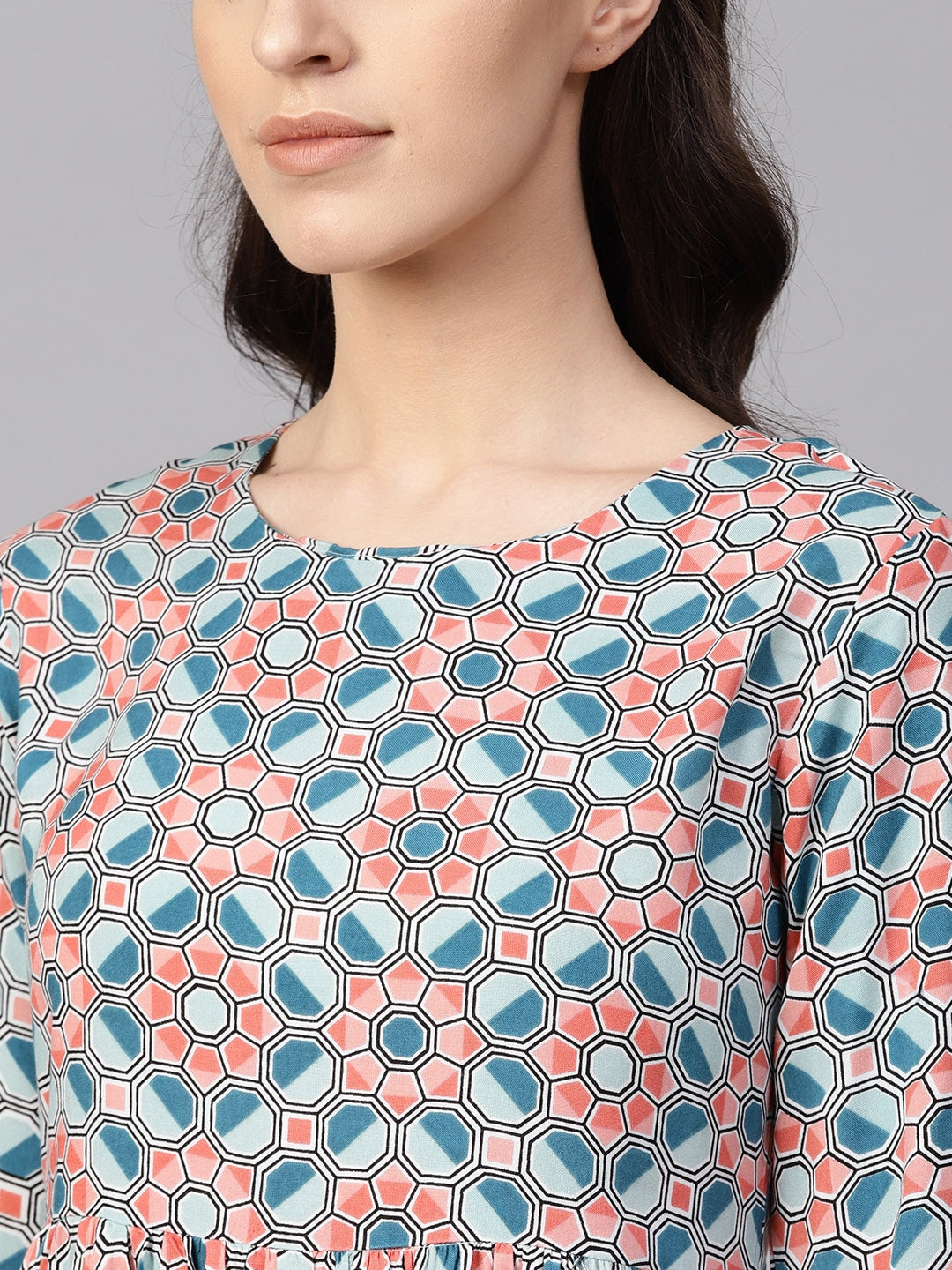 Blue & Coral Kurta-Yufta Store-YUFDGSET1963KUXS