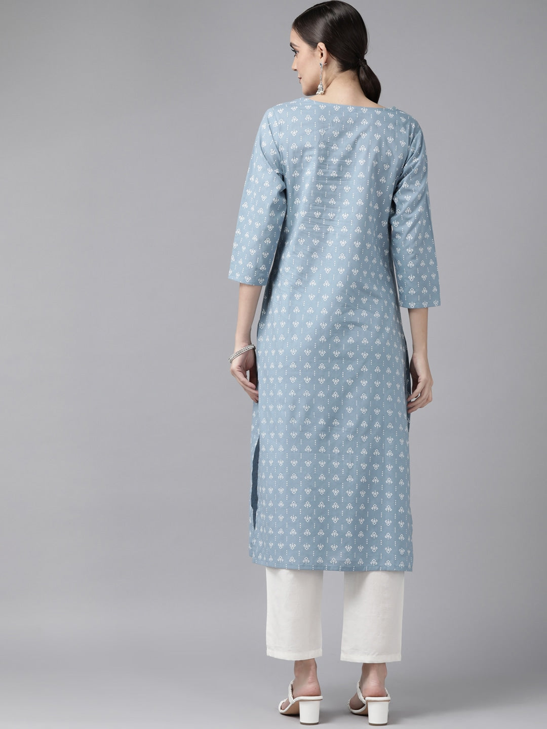 Blue Ethenic Kurta Set-Yufta Store-9761SETBLS