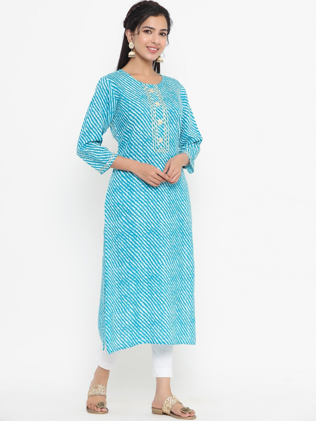 Blue Printed Kurta-Yufta Store-9763KURBLS