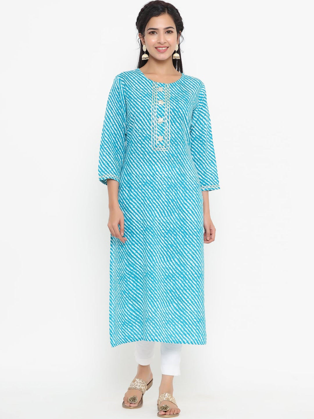 Blue Printed Kurta-Yufta Store-9763KURBLS