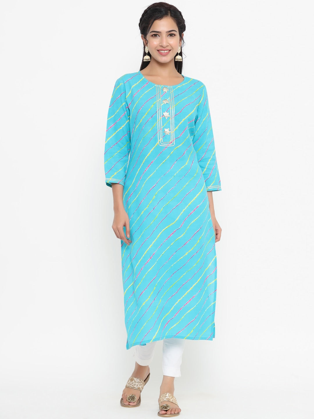 Blue Printed Kurta-Yufta Store-9763KURSBS