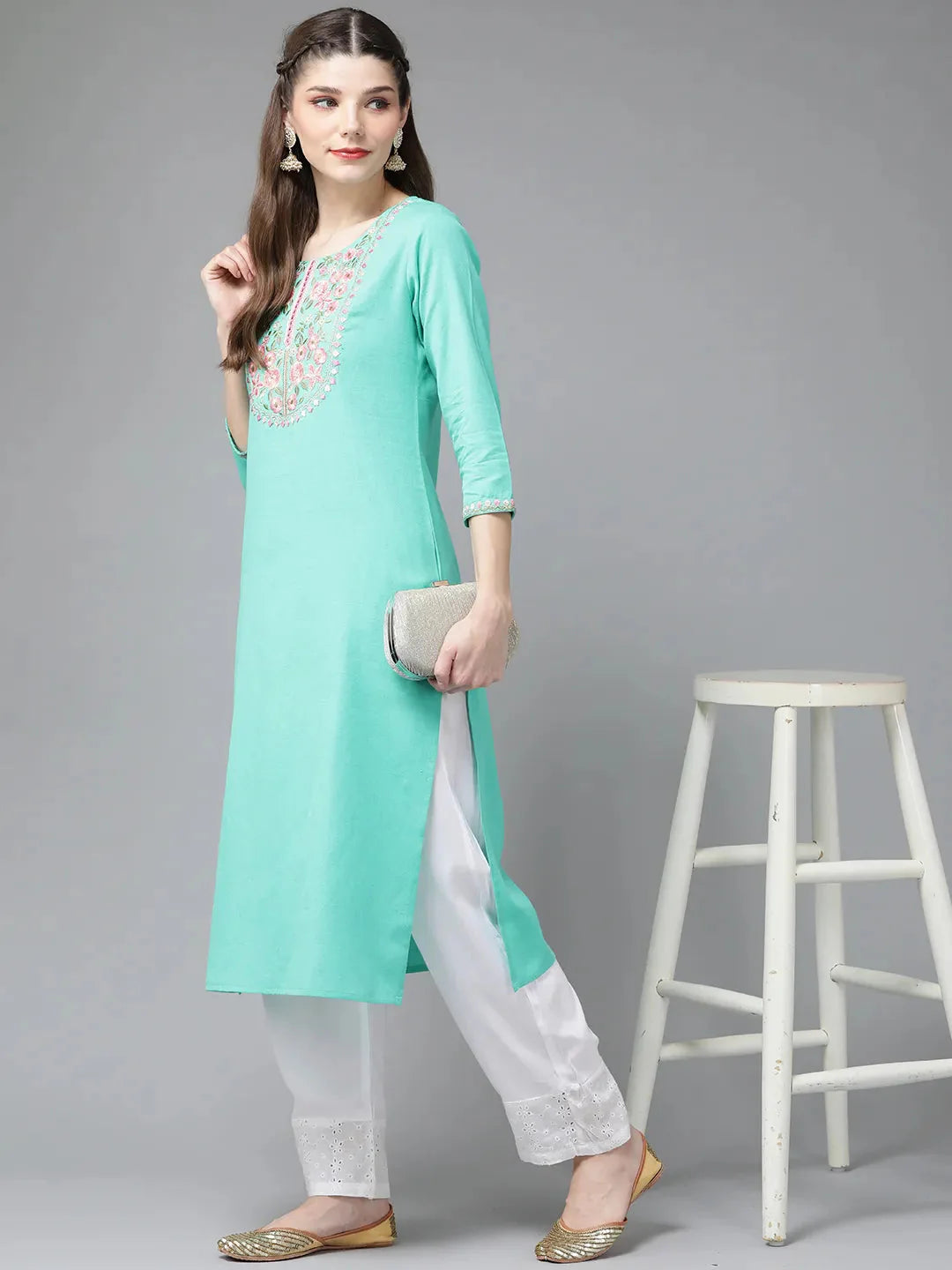 Blue Yoke Design Kurta