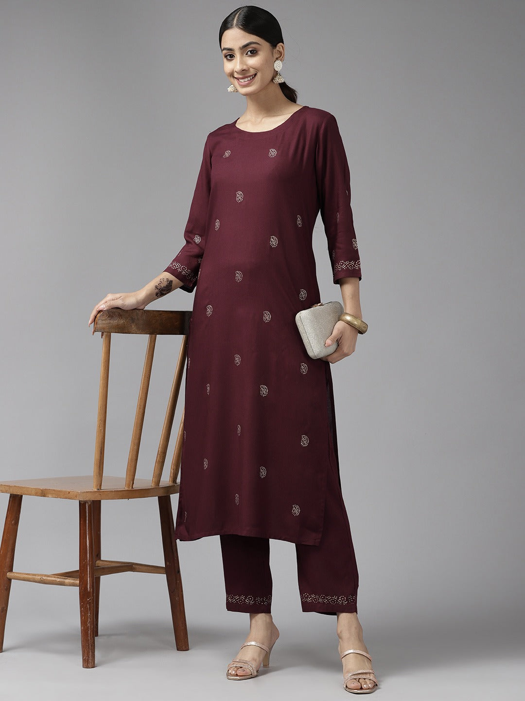 Ethnic Motifs Printed Kurta Set-Yufta Store-1127SETBUGS