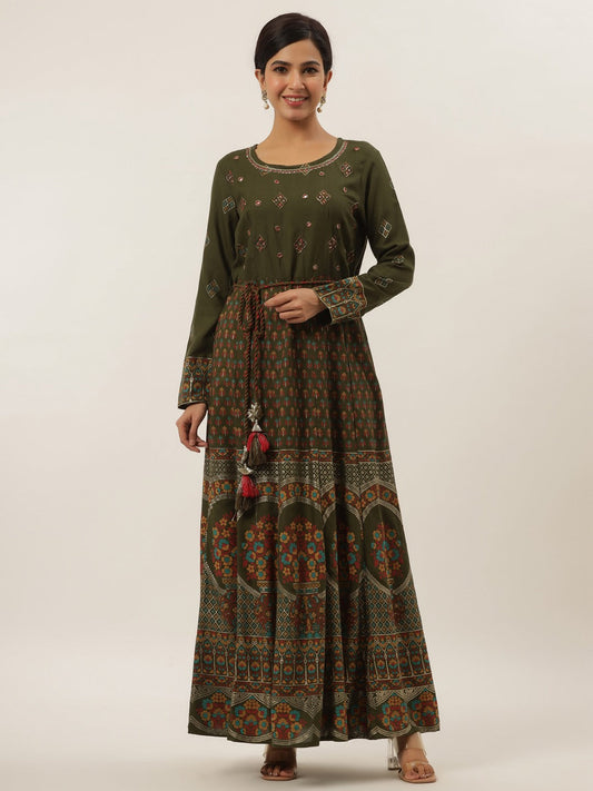 Green Maxi Dress-Yufta Store-6101DRSGRM