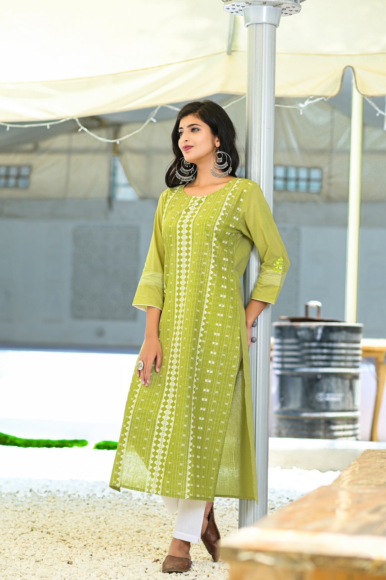 Green Printed Kurta Set-Yufta Store-3603SETGRM