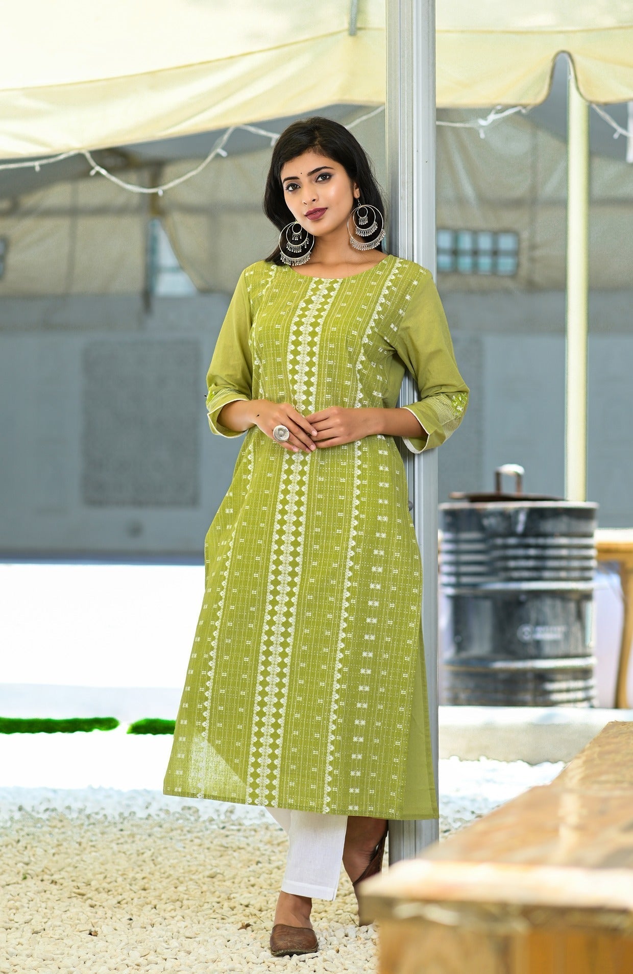 Green Printed Kurta Set-Yufta Store-3603SETGRM