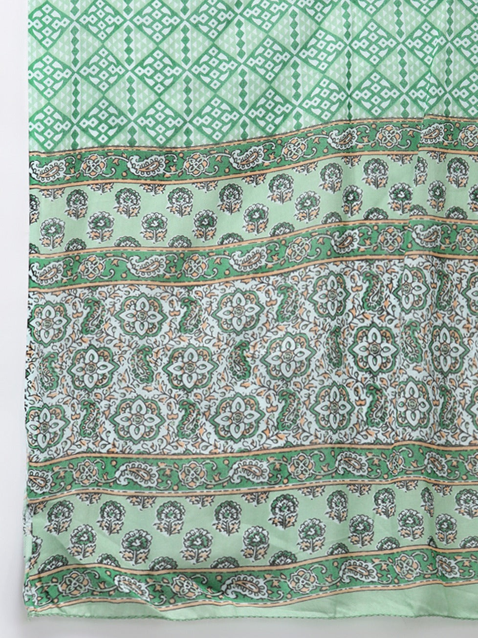 Green Sequined Cotton Dupatta Set-Yufta Store-9844SKDGRS