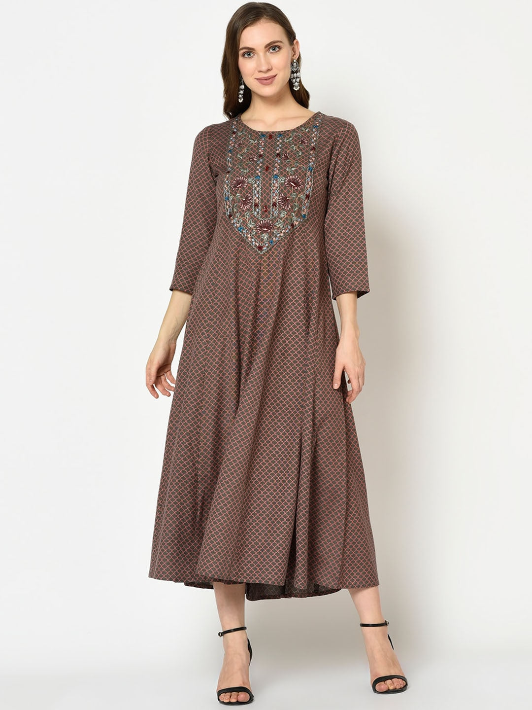 Grey Anarkali Kurta-Yufta Store-7333KURGYS