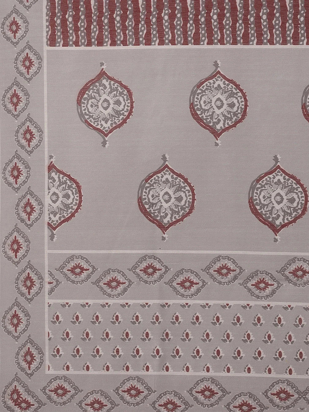 Grey Printed Yoke Design Dupatta Set