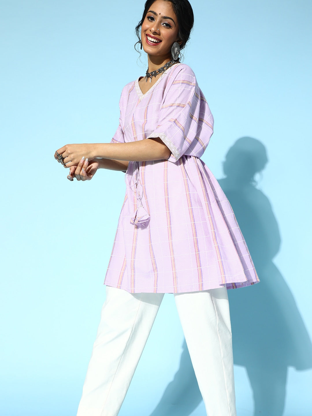 Lavender Kaftan Kurta-Yufta Store-9540KFTLVS