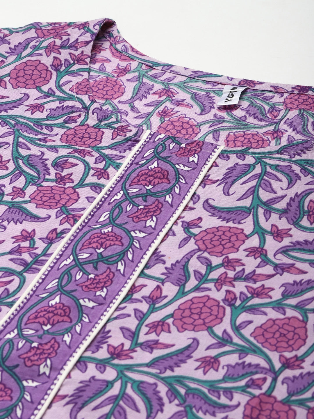 Lavender & White Printed Dupatta Set-Yufta Store-8053SKDLVS