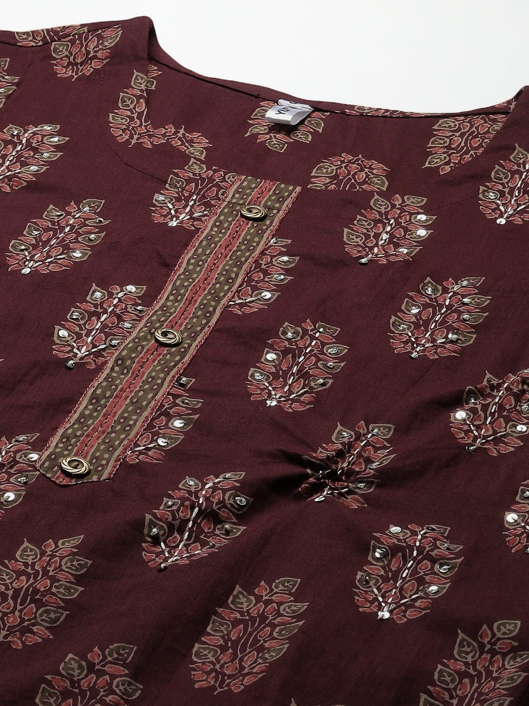 Maroon Ethnic Motifs Printed Kurta Set