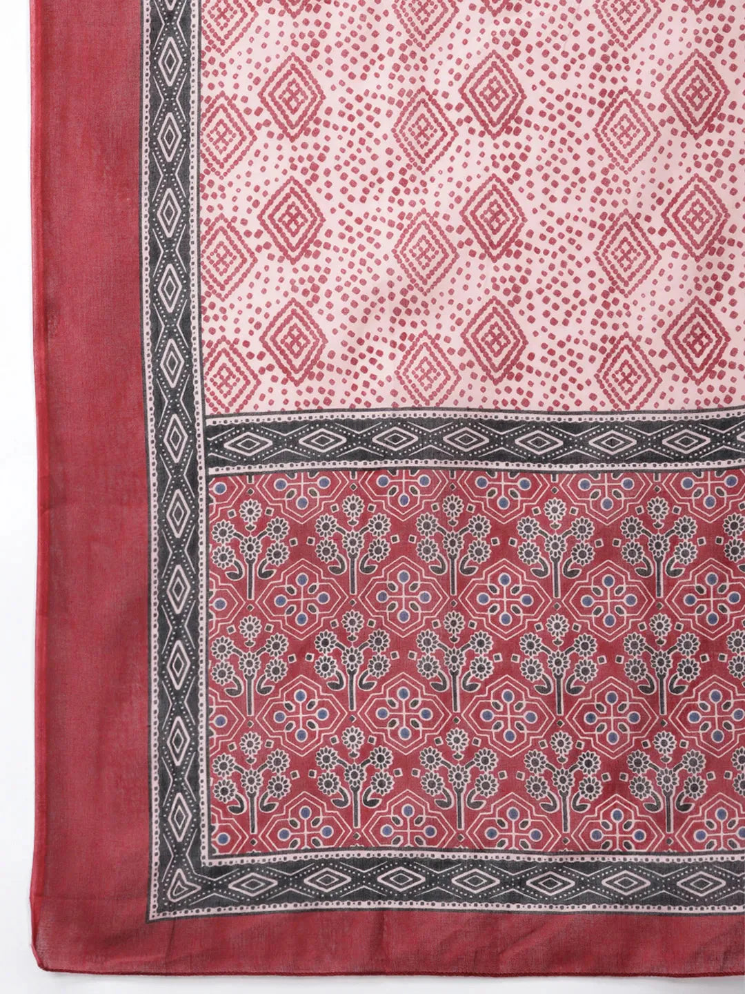 Maroon Printed Dupatta Set-Yufta Store-5405SKDPKM