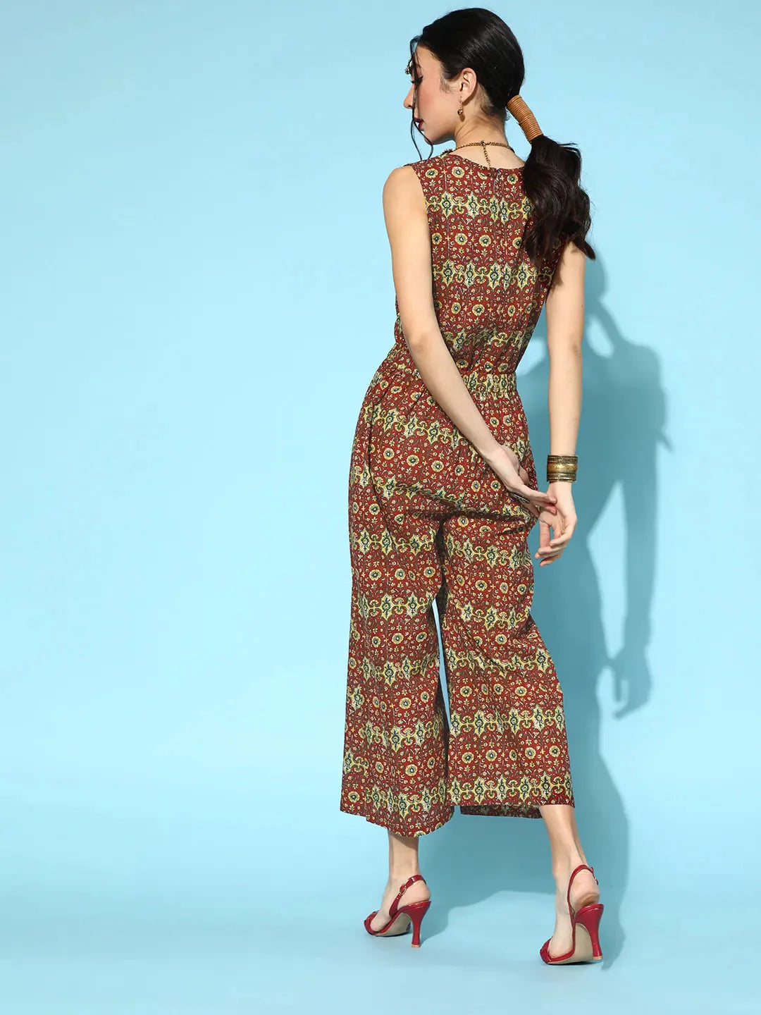 Maroon Printed Jumpsuit-Yufta Store-9551JSMRS