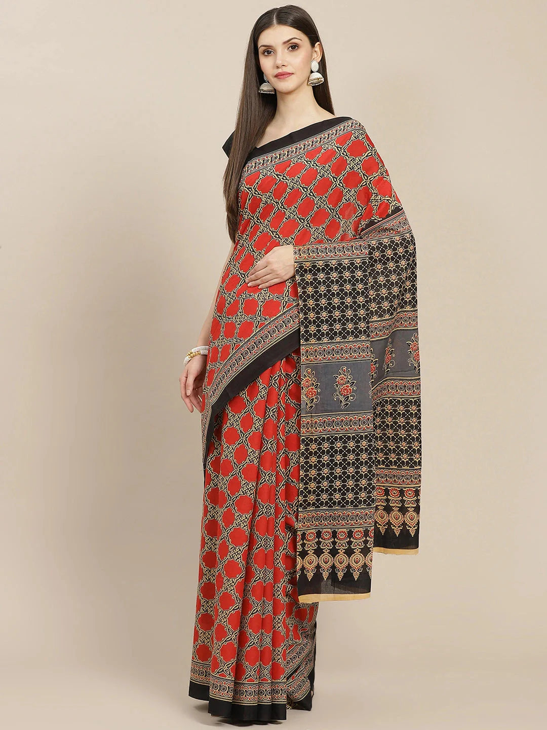 Maroon Printed Saree