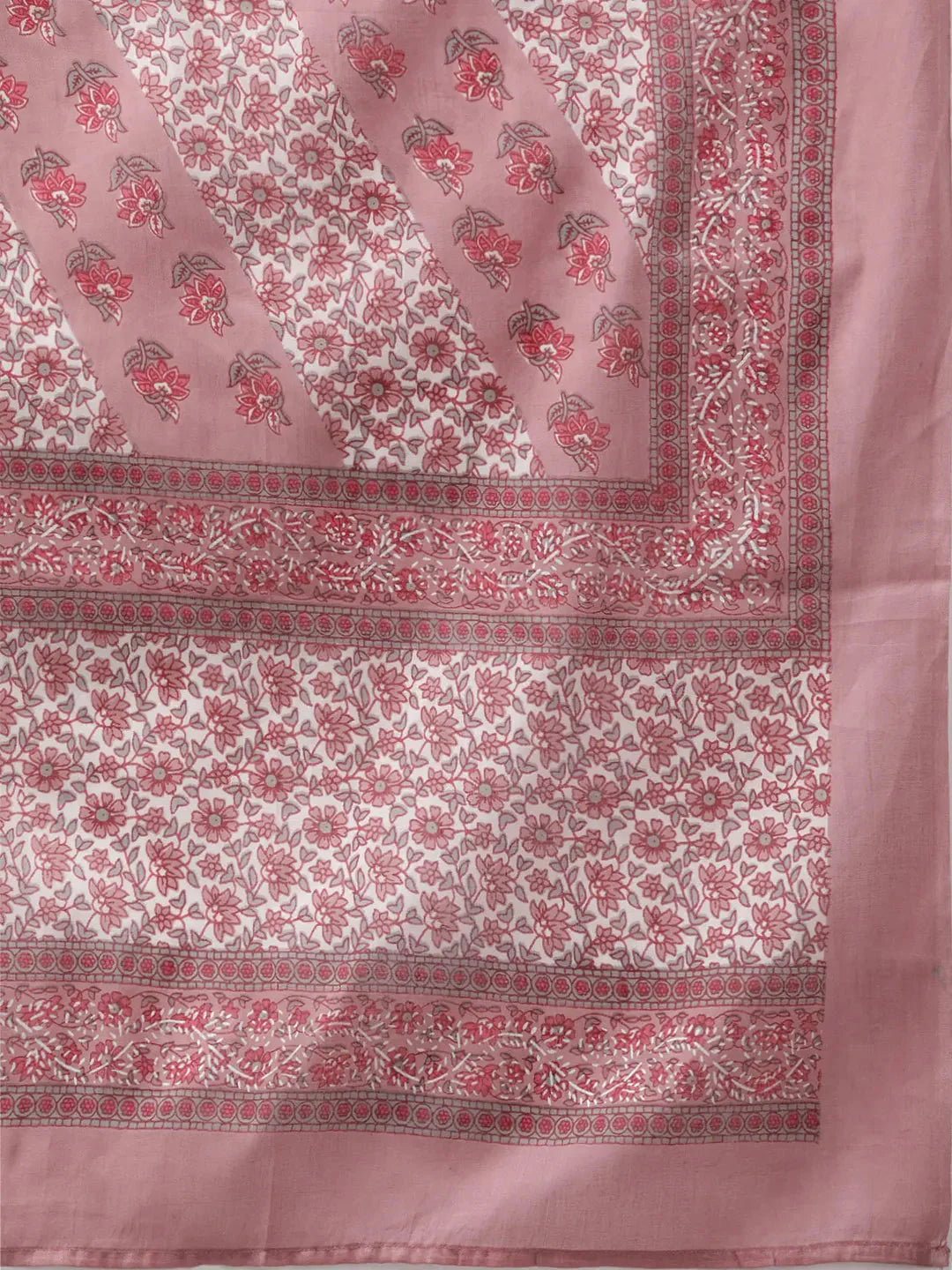 Mauve & Offwhite Floral Printed Dupatta Set