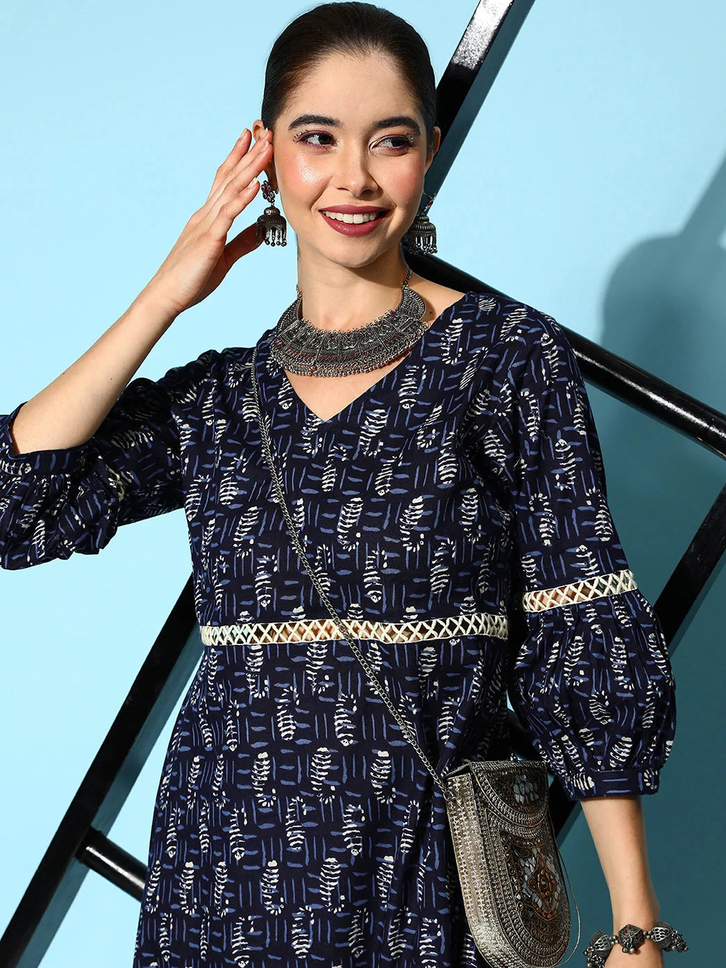 Navy Blue Ethnic Ethnic Dress