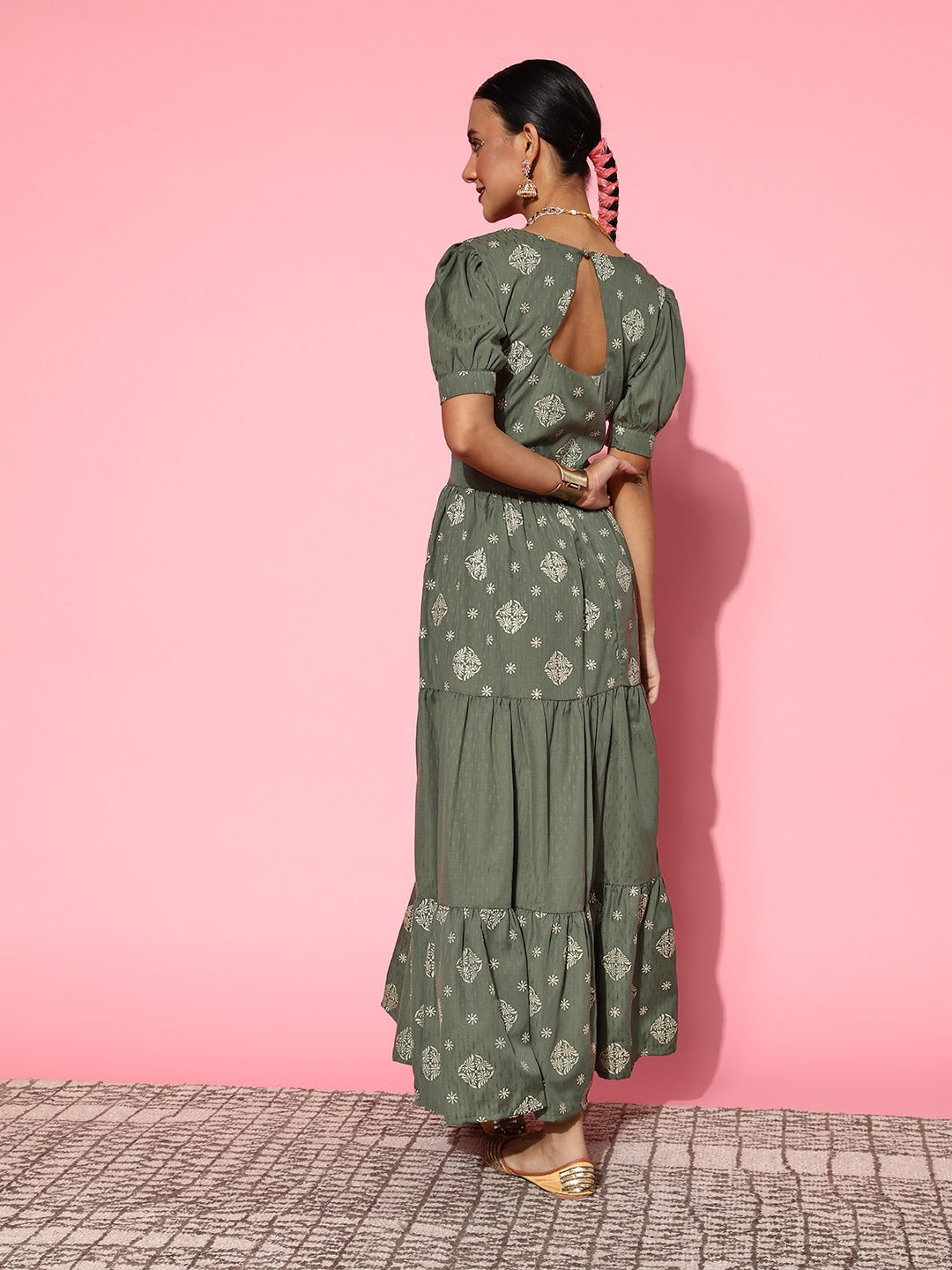 Olive Green Maxi Dress-Yufta Store-8125DRSOGS