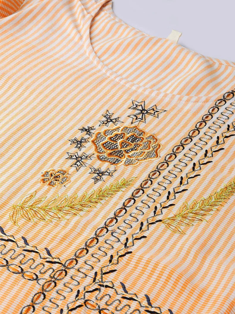 Orange & White Straight Kurta-Yufta Store-826KURORS