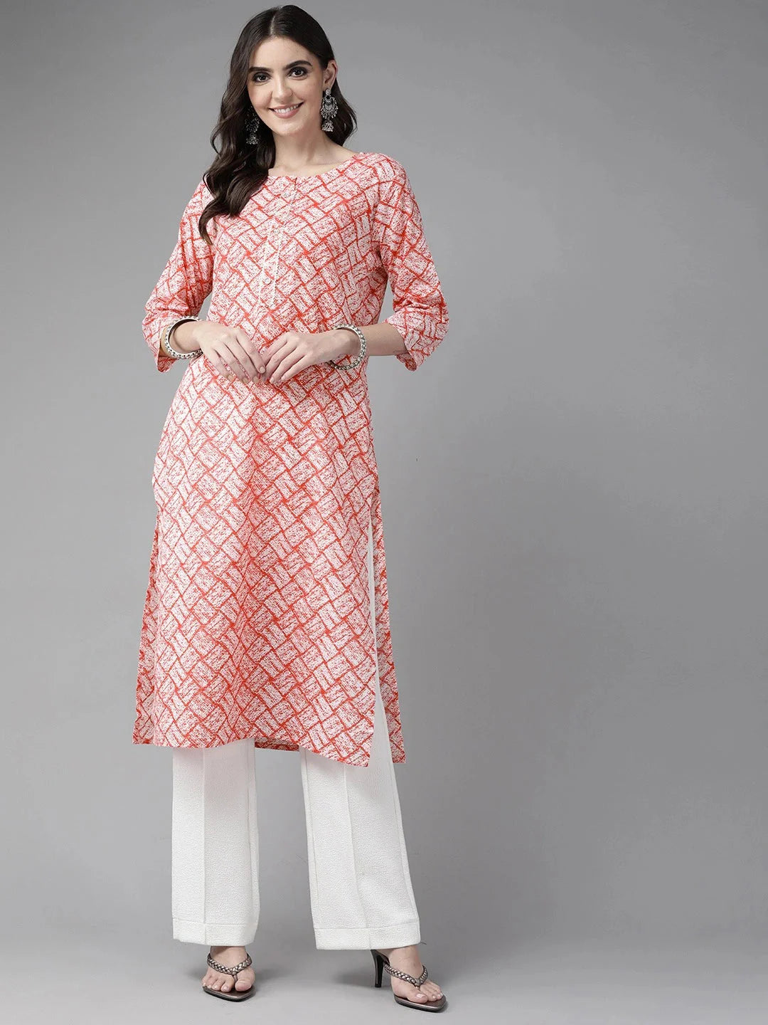 Peach Cotton Kurta-Yufta Store-5708KURPCM