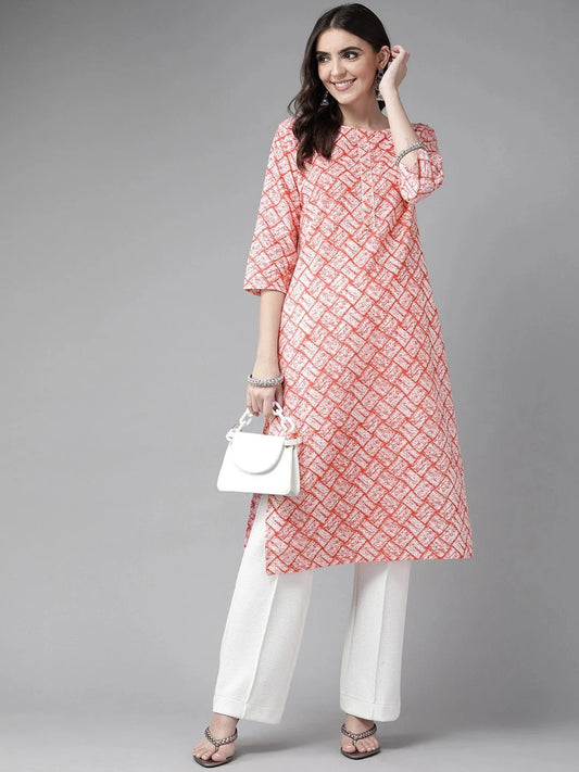 Peach Cotton Kurta-Yufta Store-5708KURPCM