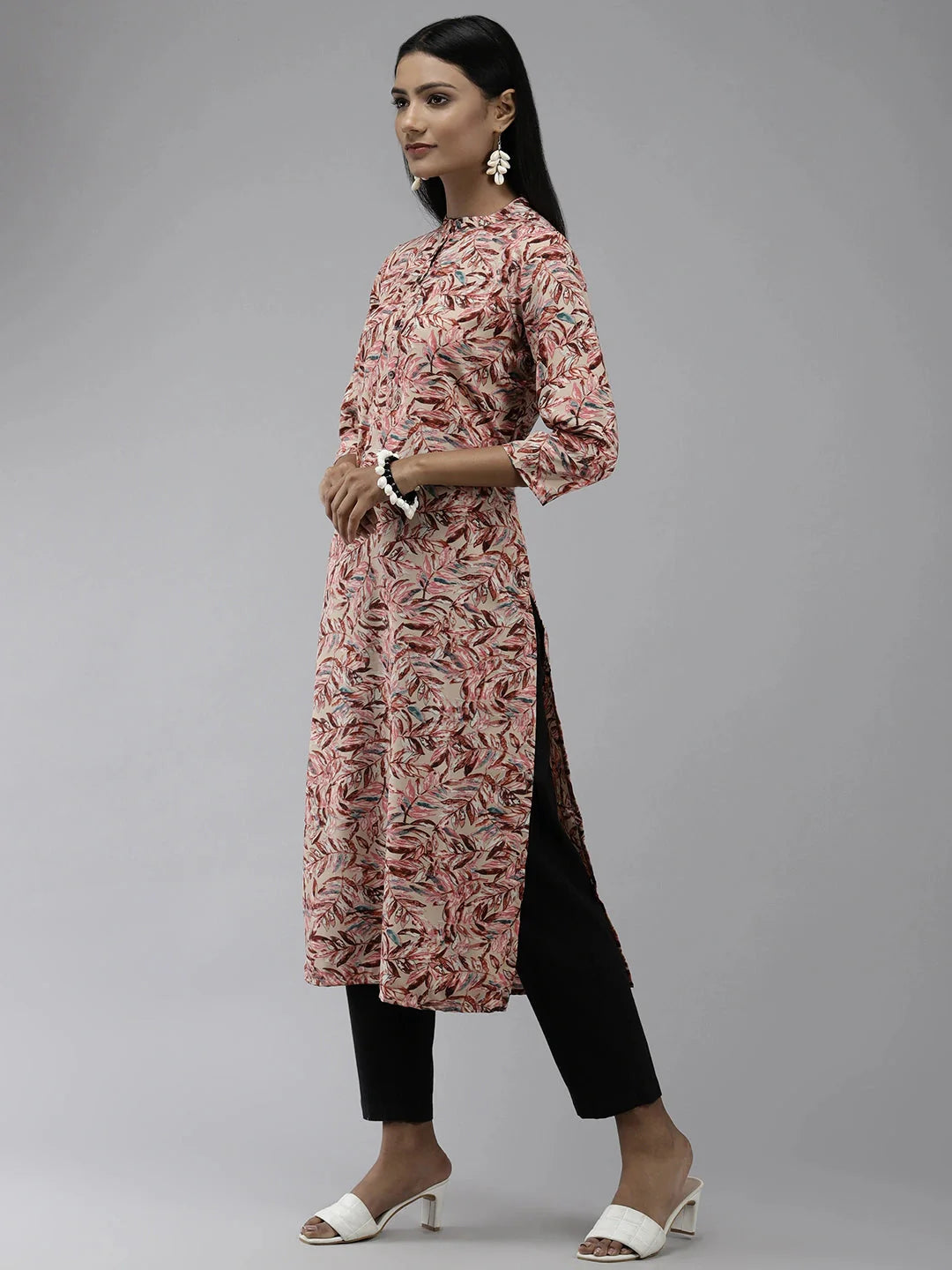 Peach Floral Printed Kurta-Yufta Store-2750KURPCS