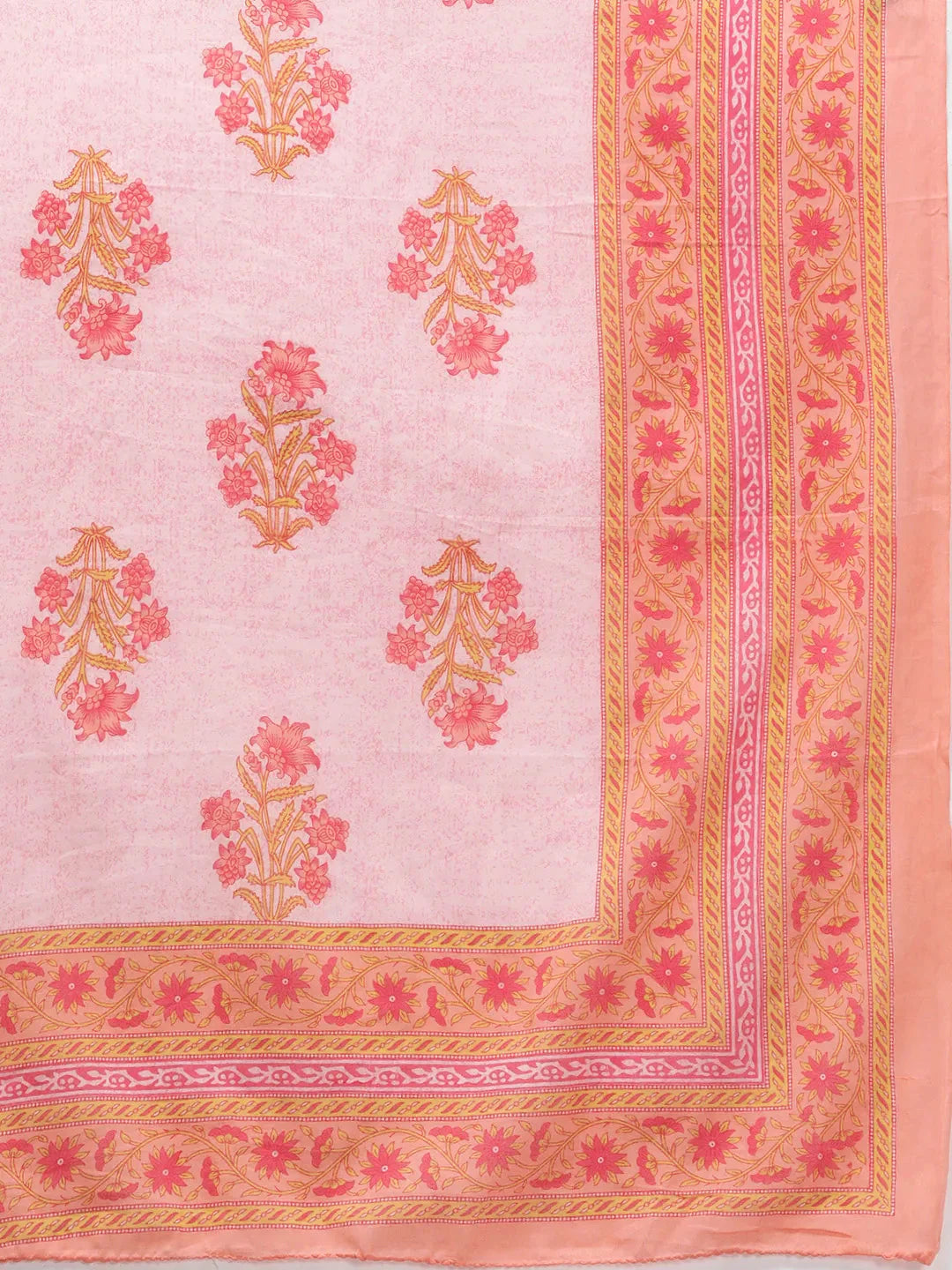 Peach Printed Cotton Dupatta Set-Yufta Store-4741SKDPCM