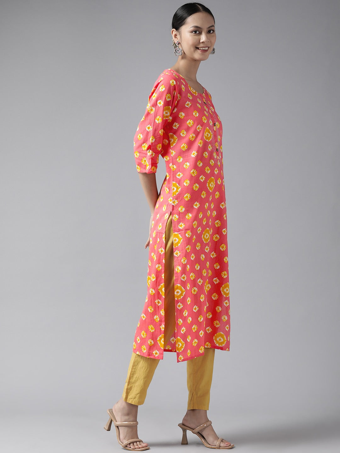 Peach Printed Kurta-Yufta Store-4714KURPCS