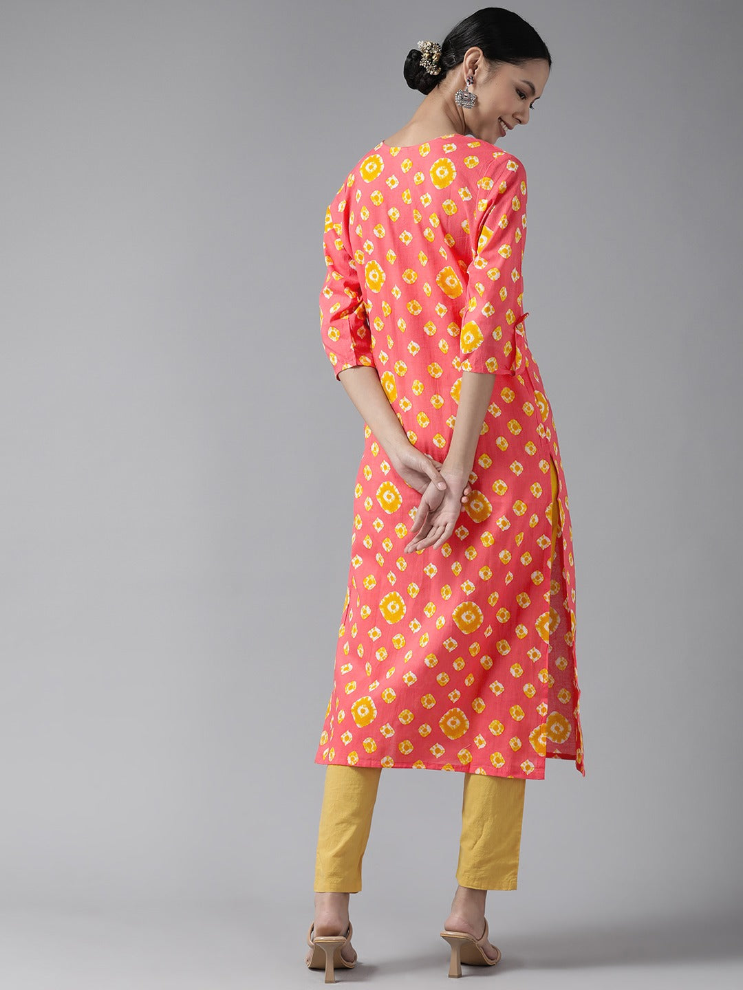 Peach Printed Kurta-Yufta Store-4714KURPCS