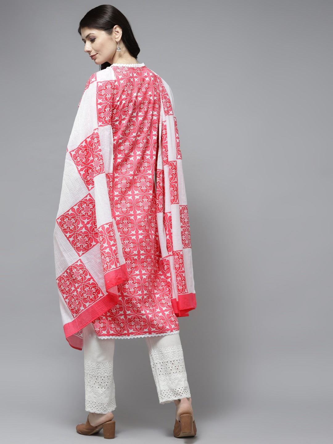 Pink Ethnic Motifs Printed Dupatta Set-Yufta Store-5701SKDPKM