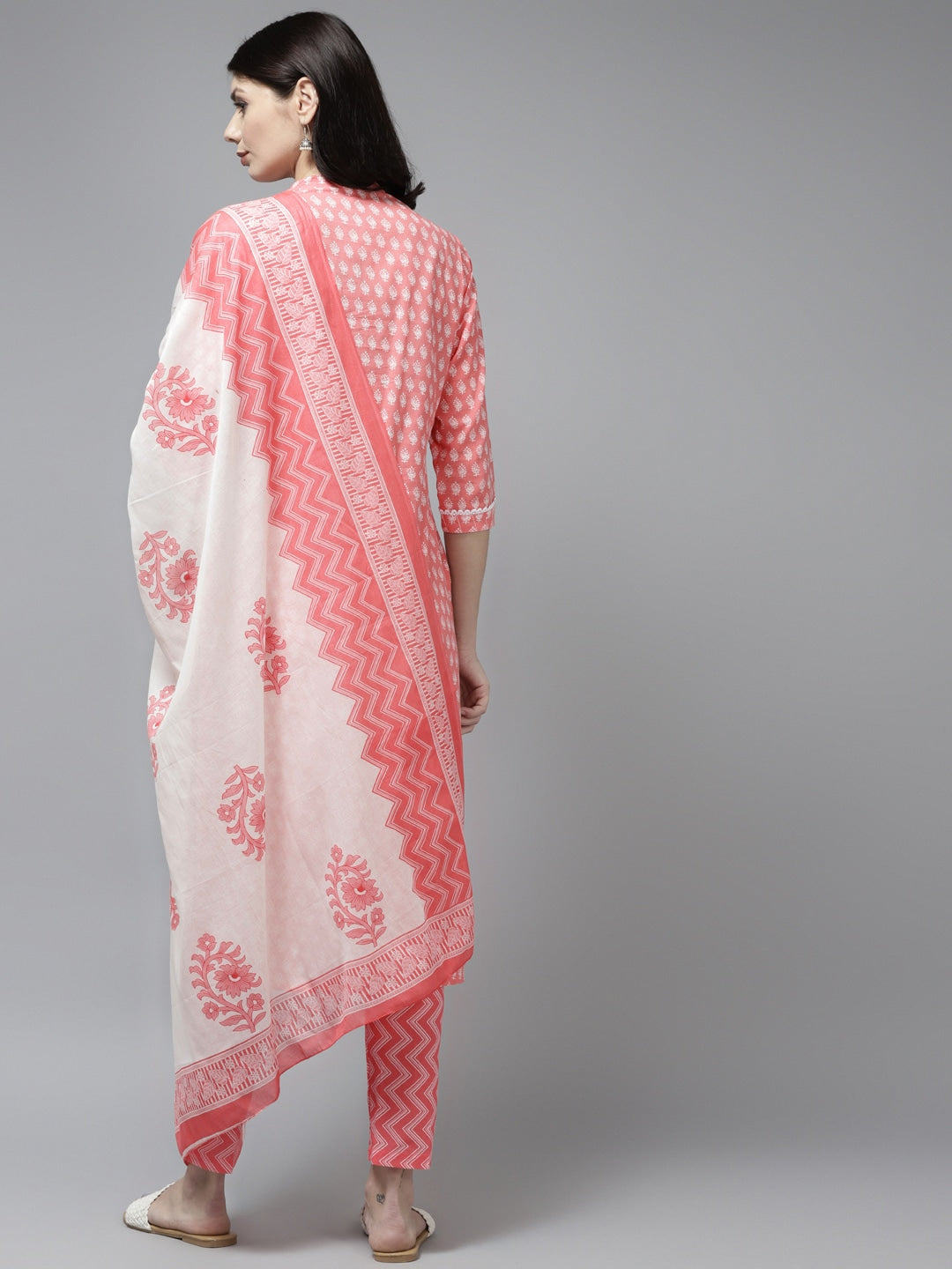 Pink Ethnic Motifs Printed Dupatta Set-Yufta Store-9796SKDPCS