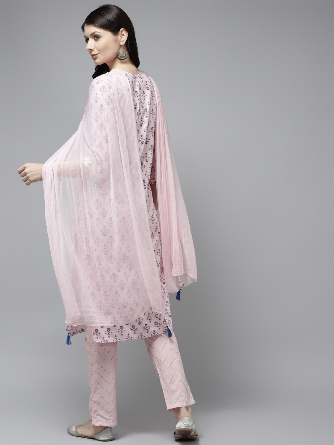 Pink Ethnic Motifs Printed Dupatta set-Yufta Store-5905SKDPKM