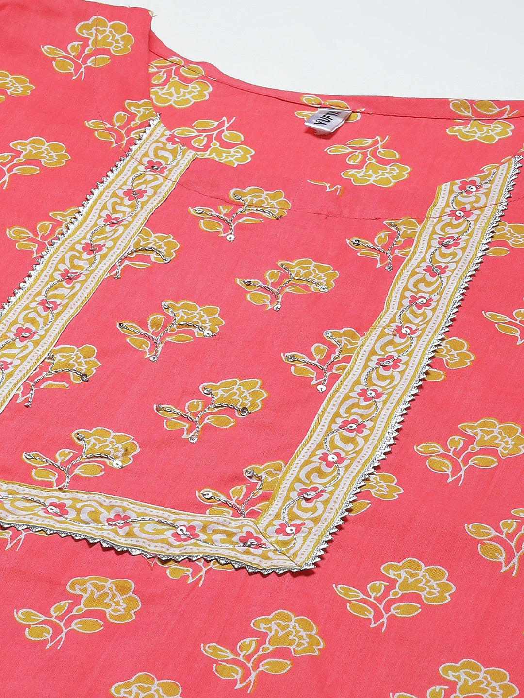 Pink Printed Cotton Dupatta Set-Yufta Store-4779SKDPKM