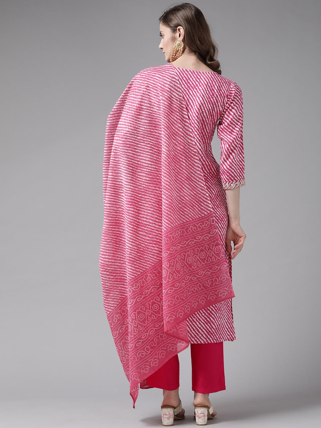 Pink Printed Dupatta Set-Yufta Store-9780SKDPKS