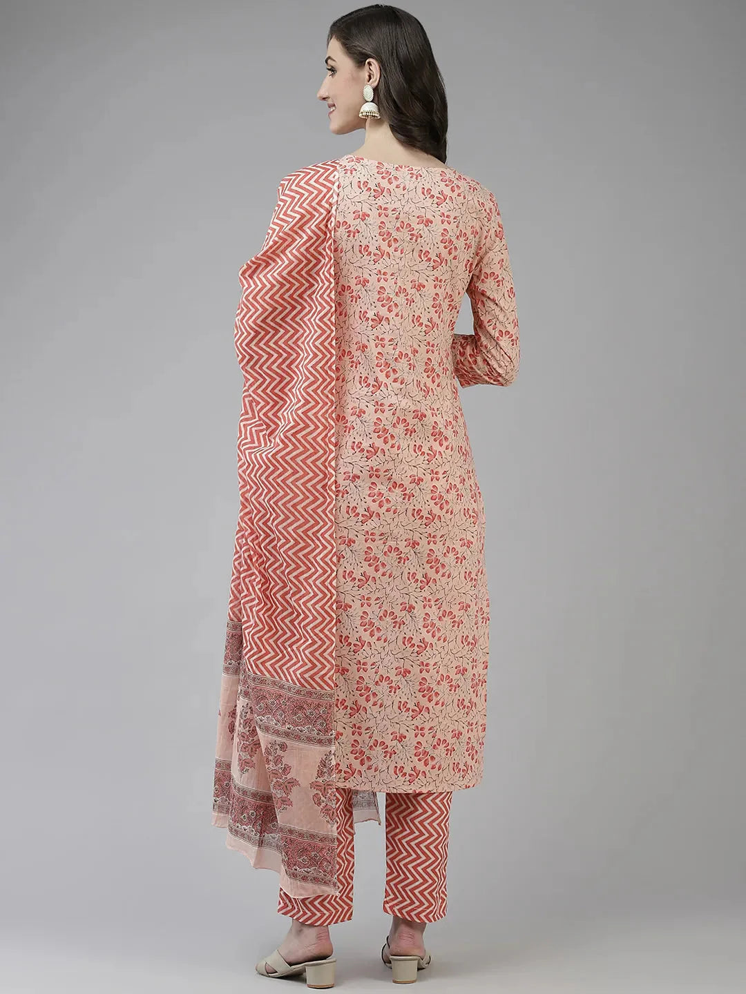 Pink Printed Gotta Patti Dupatta Set-Yufta Store-9728SKDPKS