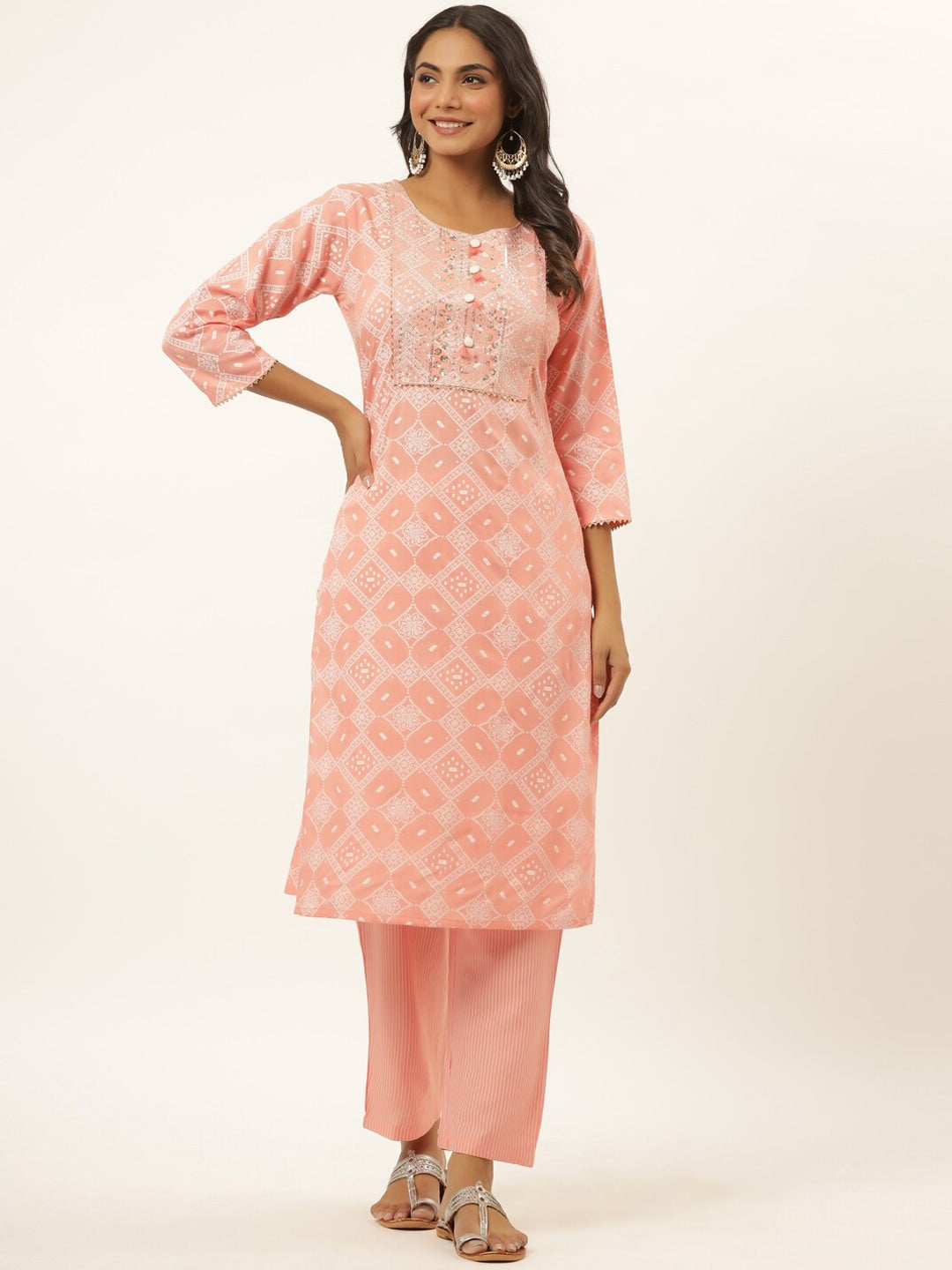 Pink Printed Kurta Set