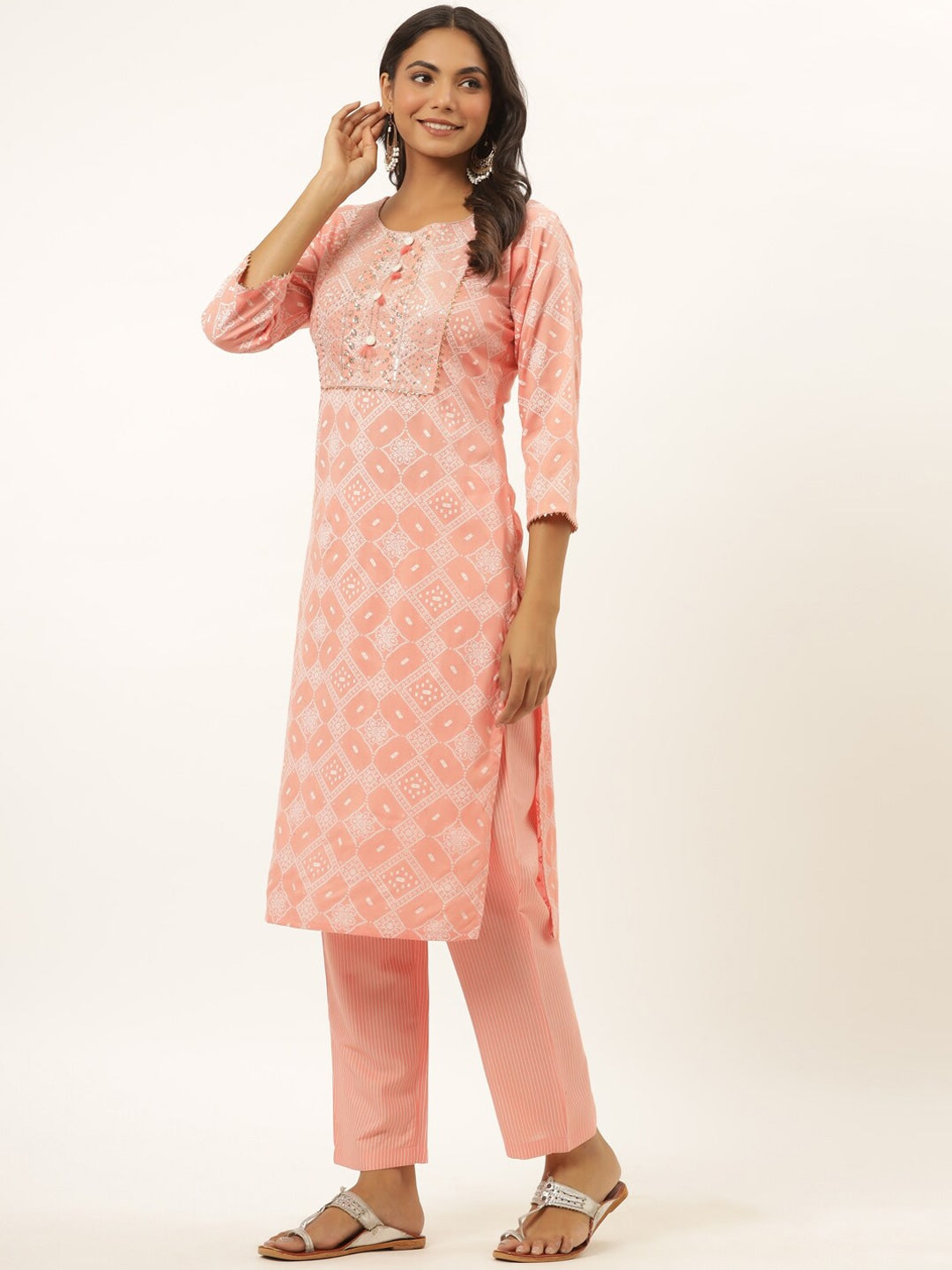 Pink Printed Kurta Set