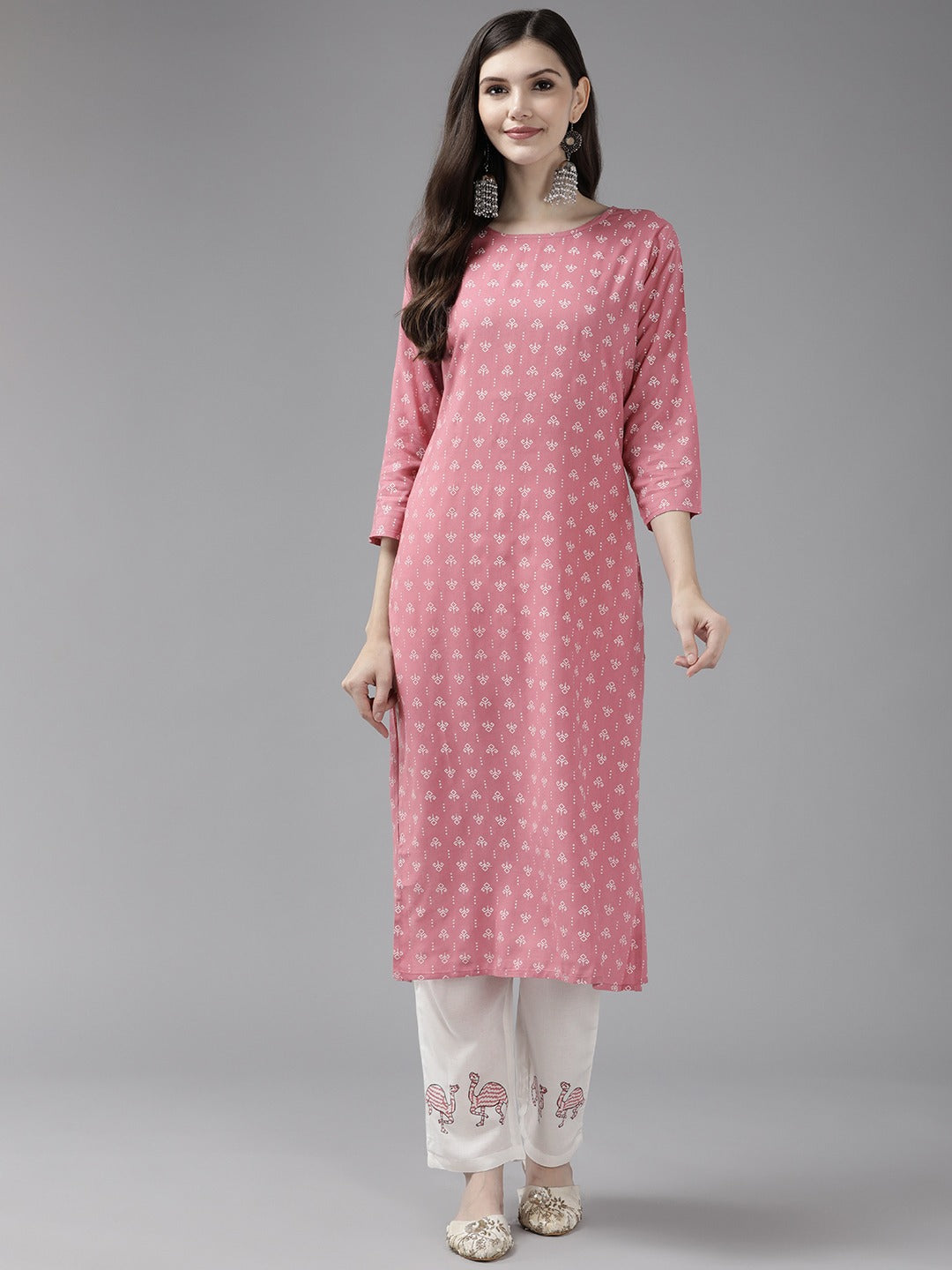 Pink Printed Kurta Set