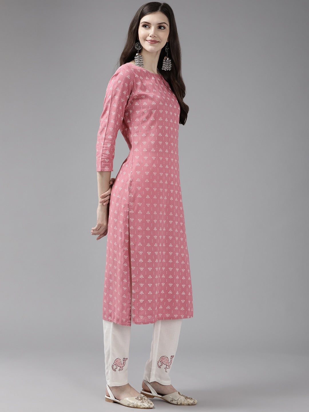 Pink Printed Kurta Set