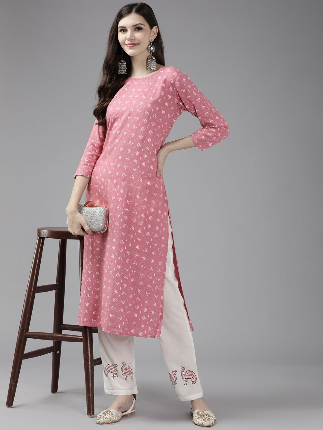 Pink Printed Kurta Set