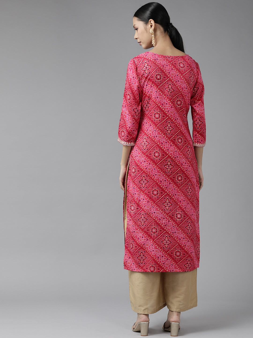 Pink Printed Kurta-Yufta Store-9343KURPKS