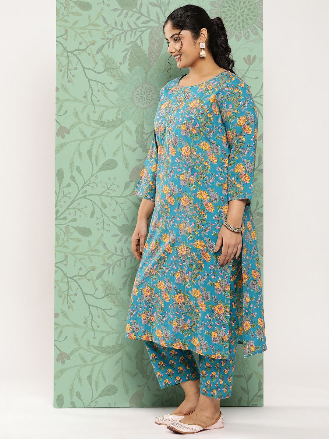 Plus Size Gotta Patti Cotton Kurta Dupatta Set-Yufta Store-1234PSKDBL3XL