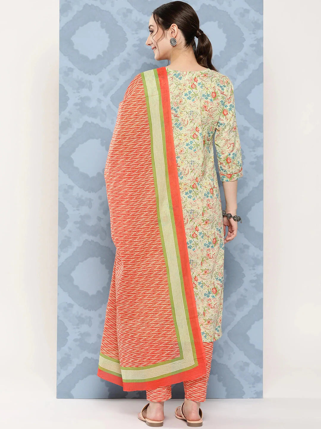 Printed Cotton Kurta Dupatta Set-Yufta Store-1246SKDORS